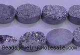 CAG8172 7.5 inches 13*18mm oval silver plated druzy agate beads