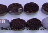 CAG8185 7.5 inches 15*20mm oval purple plated druzy agate beads