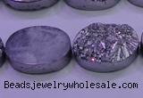 CAG8192 7.5 inches 18*25mm oval silver plated druzy agate beads