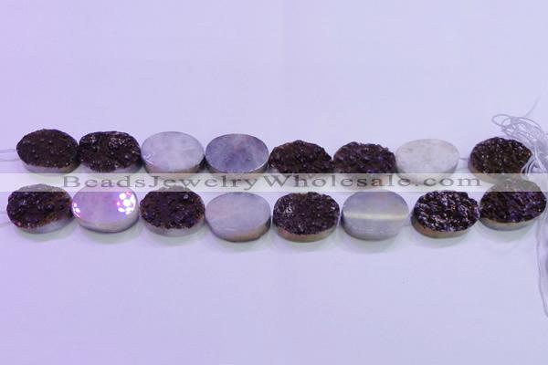 CAG8195 7.5 inches 18*25mm oval purple plated druzy agate beads