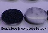 CAG8196 7.5 inches 18*25mm oval blue plated druzy agate beads