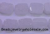 CAG8210 Top drilled 10*14mm rectangle white plated druzy agate beads