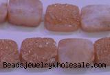 CAG8231 Top drilled 13*18mm rectangle champagne plated druzy agate beads