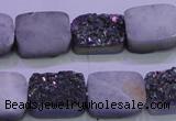 CAG8234 Top drilled 13*18mm rectangle rainbow plated druzy agate beads