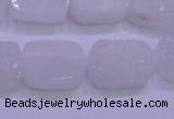 CAG8240 Top drilled 15*20mm rectangle white plated druzy agate beads