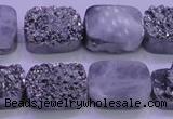 CAG8242 Top drilled 15*20mm rectangle silver plated druzy agate beads