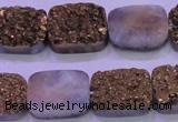 CAG8243 7.5 inches 15*20mm rectangle glod plated druzy agate beads