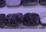 CAG8244 Top drilled 15*20mm rectangle rainbow plated druzy agate beads