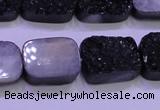 CAG8247 Top drilled 15*20mm rectangle black plated druzy agate beads