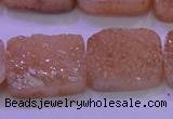 CAG8251 Top drilled 18*25mm rectangle champagne plated druzy agate beads