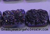 CAG8254 Top drilled 18*25mm rectangle rainbow plated druzy agate beads