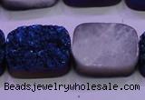 CAG8256 Top drilled 18*25mm rectangle blue plated druzy agate beads