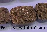 CAG8263 Top drilled 20*30mm rectangle glod plated druzy agate beads