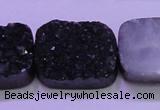 CAG8267 Top drilled 20*30mm rectangle black plated druzy agate beads