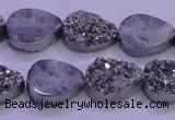 CAG8272 7.5 inches 10*14mm teardrop silver plated druzy agate beads