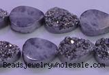 CAG8282 7.5 inches 12*16mm teardrop silver plated druzy agate beads