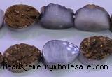 CAG8283 7.5 inches 12*16mm teardrop gold plated druzy agate beads