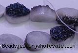 CAG8286 7.5 inches 12*16mm teardrop blue plated druzy agate beads