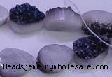 CAG8296 7.5 inches 13*18mm teardrop blue plated druzy agate beads