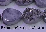 CAG8312 7.5 inches 18*25mm teardrop silver plated druzy agate beads