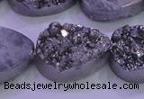 CAG8322 7.5 inches 20*30mm teardrop silver plated druzy agate beads