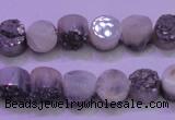 CAG8332 7.5 inches 10mm coin silver plated druzy agate beads