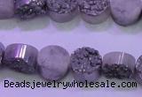 CAG8342 7.5 inches 12mm coin silver plated druzy agate beads