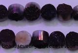 CAG8345 7.5 inches 12mm coin purple plated druzy agate beads