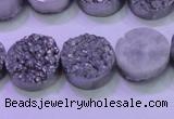 CAG8362 7.5 inches 16mm coin silver plated druzy agate beads