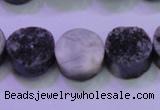 CAG8367 7.5 inches 16mm coin black plated druzy agate beads