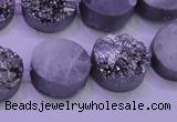 CAG8372 7.5 inches 18mm coin silver plated druzy agate beads