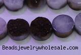 CAG8375 7.5 inches 18mm coin purple plated druzy agate beads