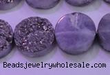 CAG8382 7.5 inches 20mm coin silver plated druzy agate beads