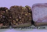 CAG8429 7.5 inches 30*30mm square gold plated druzy agate beads