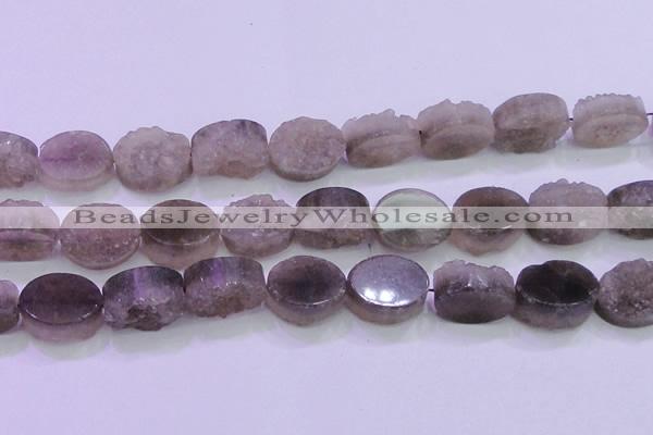 CAG8446 15.5 inches 20*30mm oval grey druzy agate gemstone beads