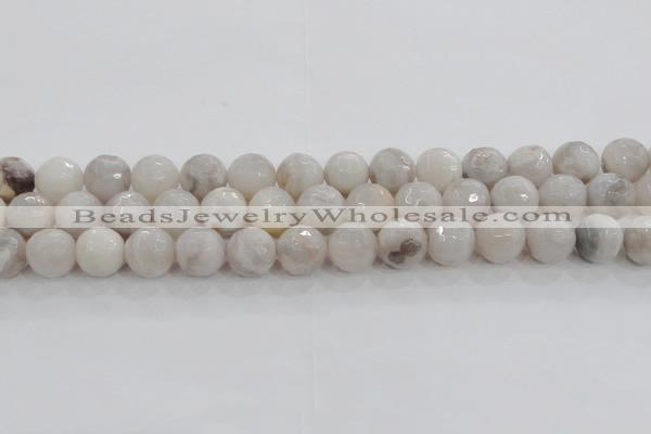 CAG8519 15.5 inches 16mm faceted round grey agate beads wholesale