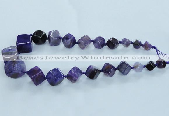 CAG8523 15.5 inches 9*10mm - 23*24mm cube dragon veins agate beads