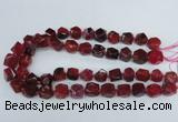 CAG8552 12*14mm - 14*15mm faceted nuggets dragon veins agate beads