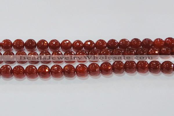 CAG8594 15.5 inches 14mm faceted round red agate gemstone beads