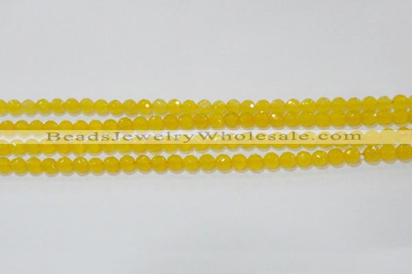 CAG8601 15.5 inches 6mm faceted round yellow agate gemstone beads