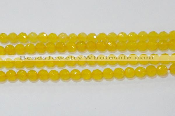 CAG8605 15.5 inches 14mm faceted round yellow agate gemstone beads