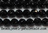 CAG8611 15.5 inches 8mm faceted round black agate gemstone beads