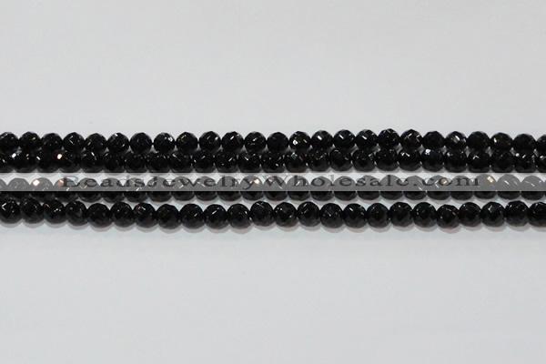 CAG8611 15.5 inches 8mm faceted round black agate gemstone beads