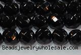 CAG8612 15.5 inches 10mm faceted round black agate gemstone beads