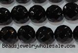 CAG8613 15.5 inches 12mm faceted round black agate gemstone beads