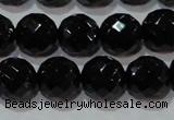 CAG8614 15.5 inches 14mm faceted round black agate gemstone beads