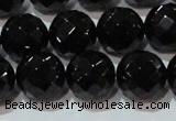 CAG8615 15.5 inches 16mm faceted round black agate gemstone beads