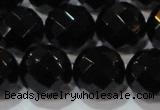 CAG8617 15.5 inches 20mm faceted round black agate gemstone beads