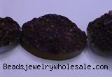 CAG8668 7.5 inches 22*30mm freeform purple plated druzy agate beads