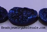 CAG8669 7.5 inches 22*30mm freeform blue plated druzy agate beads